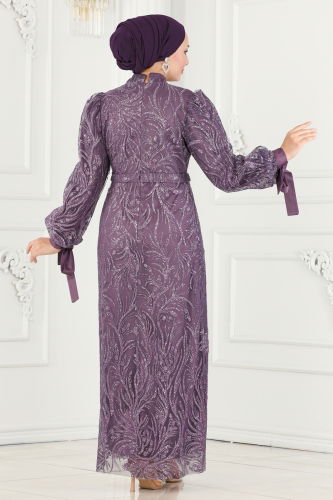 moda selvim Evening Wear 6567YG95 Lilac - Thumbnail