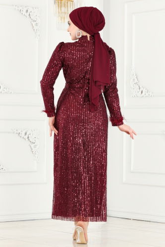 moda selvim Evening Wear 6570YG95 Claret Red - Thumbnail