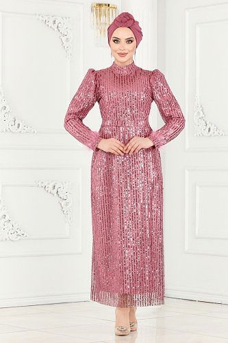 moda selvim Evening Wear 6570YG95 Dried Rose - Thumbnail
