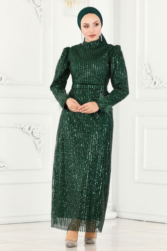 moda selvim Evening Wear 6570YG95 Emerald - Thumbnail