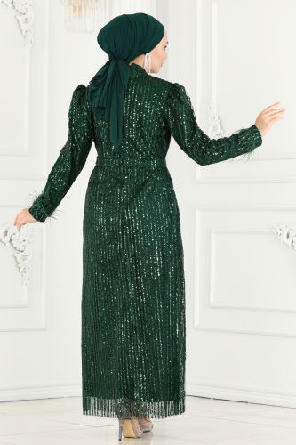 moda selvim Evening Wear 6570YG95 Emerald - Thumbnail