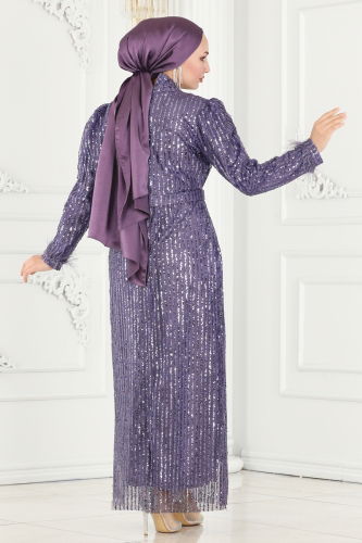 moda selvim Evening Wear 6570YG95 Lilac - Thumbnail