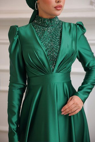 moda selvim Evening Wear 7003AZ865 Emerald - Thumbnail