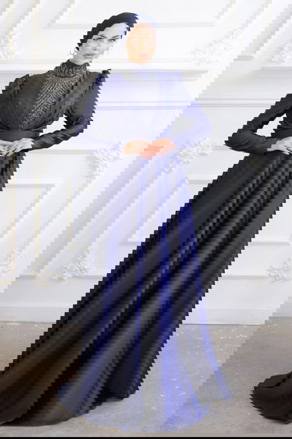 Modaselvim فستان سهرة 7003AZ865 كحلي فساتين سهره