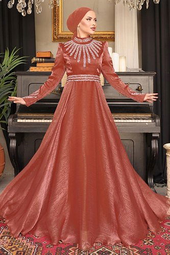 moda selvim Evening Wear 8070EH211 Copper - Thumbnail