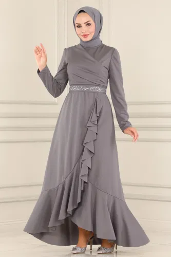 moda selvim Evening Wear ASM2497 Gray - Thumbnail