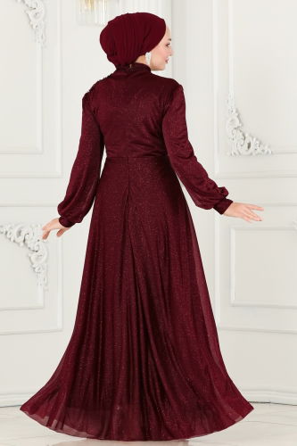 moda selvim Evening Wear ASM2514 Claret Red - Thumbnail