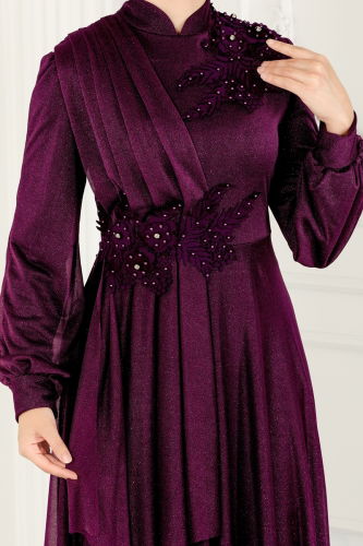 moda selvim Evening Wear ASM2514 Damson - Thumbnail