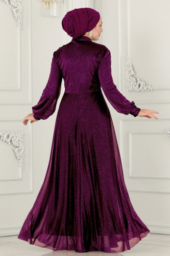 moda selvim Evening Wear ASM2514 Damson - Thumbnail