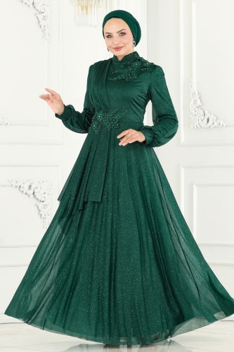 moda selvim Evening Wear ASM2514 Emerald - Thumbnail