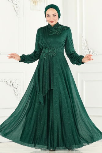 moda selvim Evening Wear ASM2514 Emerald - Thumbnail