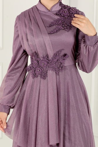 moda selvim Evening Wear ASM2514 Lilac - Thumbnail