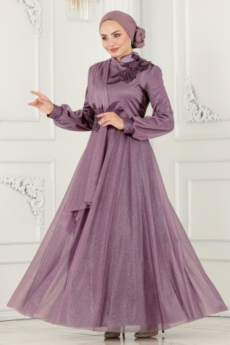 moda selvim Evening Wear ASM2514 Lilac - Thumbnail