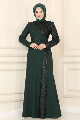 moda selvim Evening Wear ASM2524 Emerald - Thumbnail