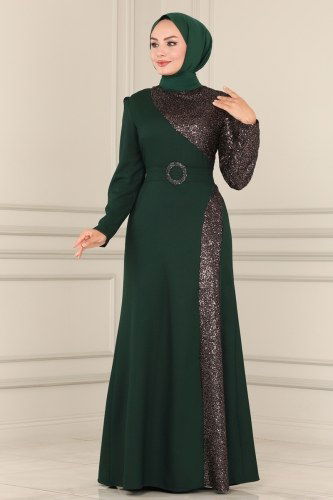 moda selvim Evening Wear ASM2524 Light Emerald - Thumbnail