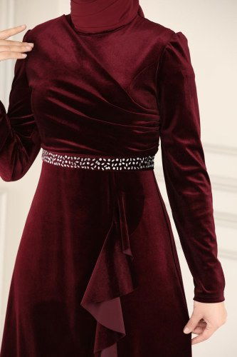 moda selvim Evening Wear ASM2531 Claret Red - Thumbnail