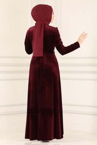moda selvim Evening Wear ASM2531 Claret Red - Thumbnail