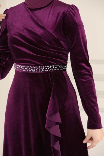 moda selvim Evening Wear ASM2531 Damson - Thumbnail