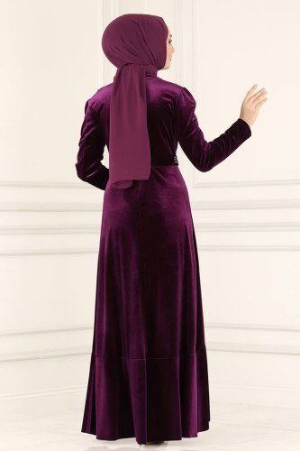 moda selvim Evening Wear ASM2531 Damson - Thumbnail