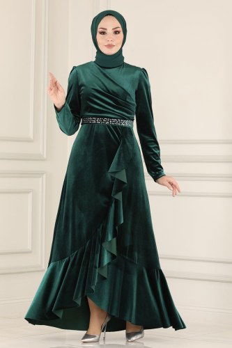 moda selvim Evening Wear ASM2531 Emerald - Thumbnail
