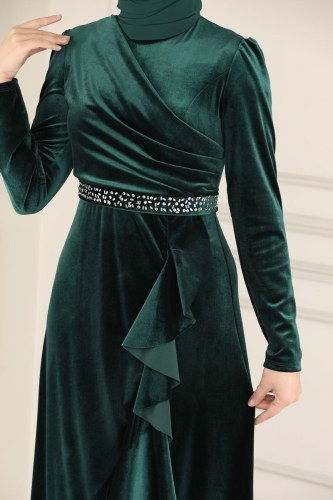 moda selvim Evening Wear ASM2531 Emerald - Thumbnail