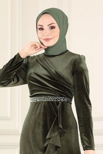moda selvim Evening Wear ASM2531 Khaki - Thumbnail