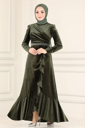 moda selvim Evening Wear ASM2531 Khaki - Thumbnail