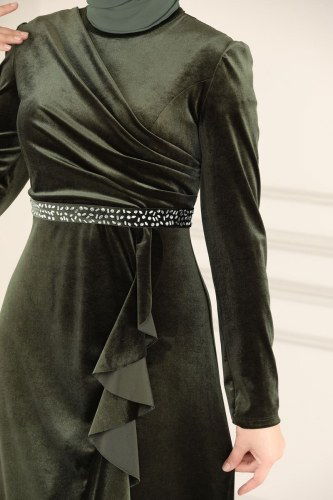 moda selvim Evening Wear ASM2531 Khaki - Thumbnail