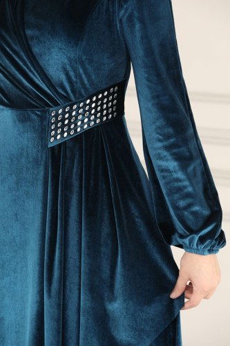 moda selvim ASM2543 بترولي فساتين سهره - Thumbnail