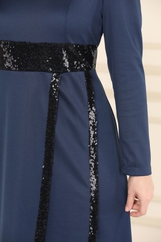 moda selvim Evening Wear ASM2545 Indigo - Thumbnail