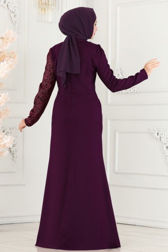 moda selvim Evening Wear ASM2707 Damson - Thumbnail