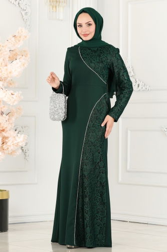 moda selvim Evening Wear ASM2707 Emerald - Thumbnail