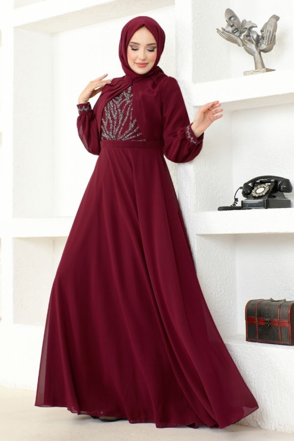 Modaselvim BIG SEASON DISCOUNT Evening Wear MSL52886 Claret Red