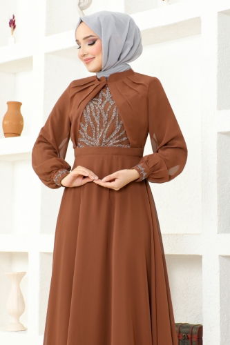 moda selvim Evening Wear MSL52886 Tan - Thumbnail