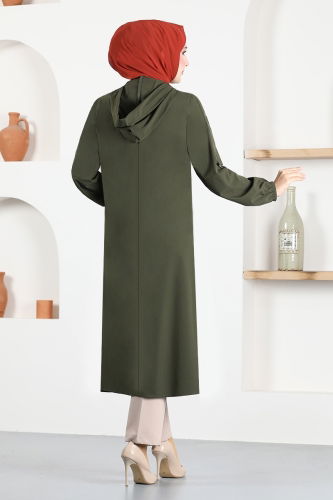 moda selvim Overcoat ASM2608-1 Khaki - Thumbnail