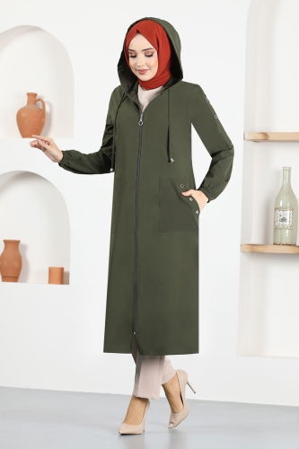 moda selvim Overcoat ASM2608-1 Khaki - Thumbnail