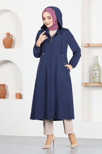 moda selvim Overcoat ASM2608-1 Navy Blue - Thumbnail