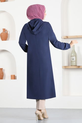 moda selvim Overcoat ASM2608-1 Navy Blue - Thumbnail