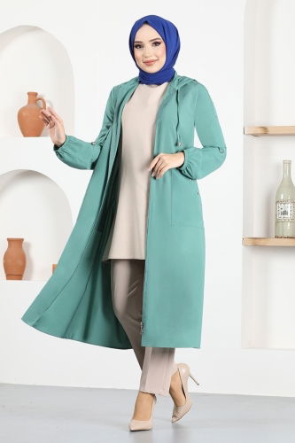 moda selvim Overcoat ASM2608-1 Mint - Thumbnail