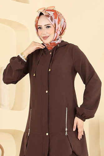 moda selvim Fermuar Detaylı 2 li Kupra Takım 2949SL432 Kahve - Thumbnail