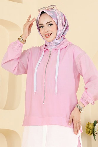moda selvim Fermuar Detaylı 2 li Takım 3392HBS856 Pembe - Thumbnail