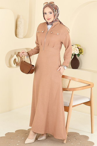 moda selvim Fermuar Detaylı Elbise 24039UKBK1160 Vizyon - Thumbnail