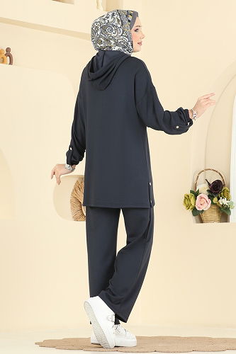 moda selvim Fermuar Detaylı Modal Takım 2748AYD574 Antrasit - Thumbnail