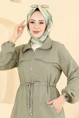 moda selvim Fermuar Detaylı Sofıa 2 li Takım 24053UKB139 Çağla - Thumbnail