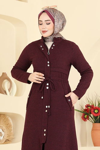 moda selvim Fermuarlı Balıksırtı 2 li Takım 24027UKB139 Bordo - Thumbnail