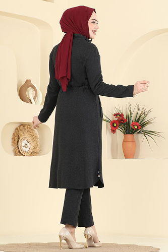 moda selvim Fermuarlı Balıksırtı 2 li Takım 24027UKB139 Siyah - Thumbnail