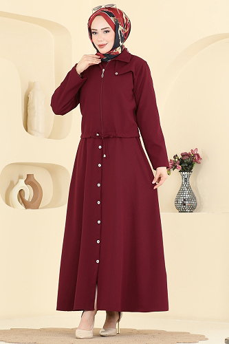 moda selvim Fermuarlı Ceketli 2 li Takım 0362ERK1158 Bordo - Thumbnail