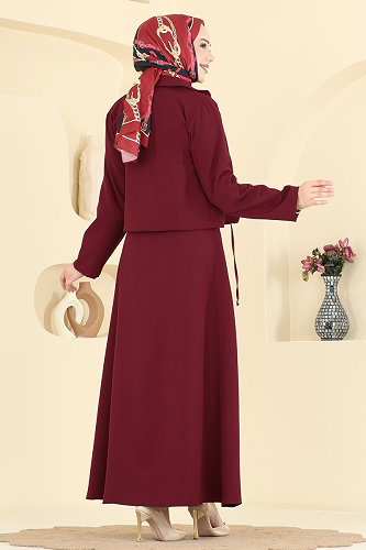 moda selvim Fermuarlı Ceketli 2 li Takım 0362ERK1158 Bordo - Thumbnail