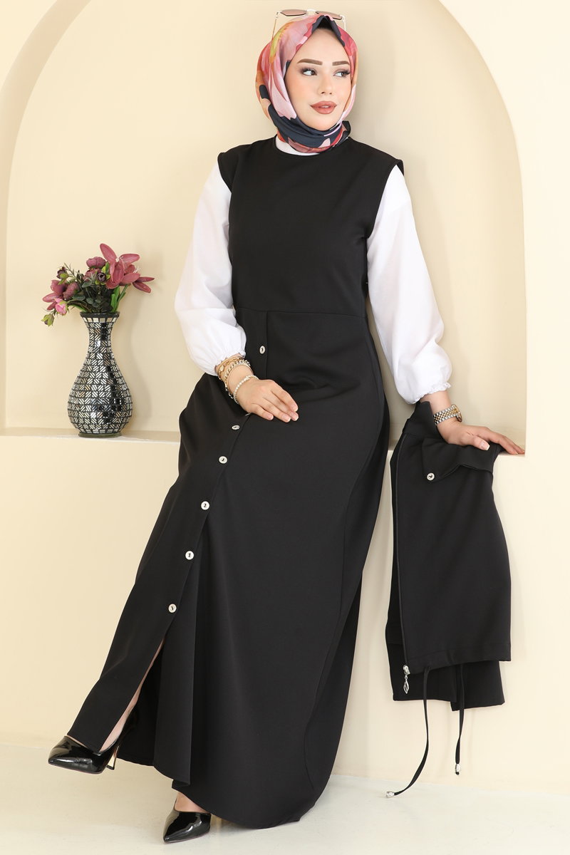 Fermuarlı Ceketli 2 li Takım 0362ERK1158 Siyah