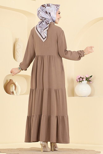 moda selvim Fermuarlı Katlı Modern Ferace 3852ORG1169 Vizyon - Thumbnail